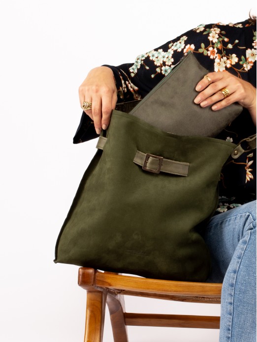 Nubuck Leather Shoulder Bag