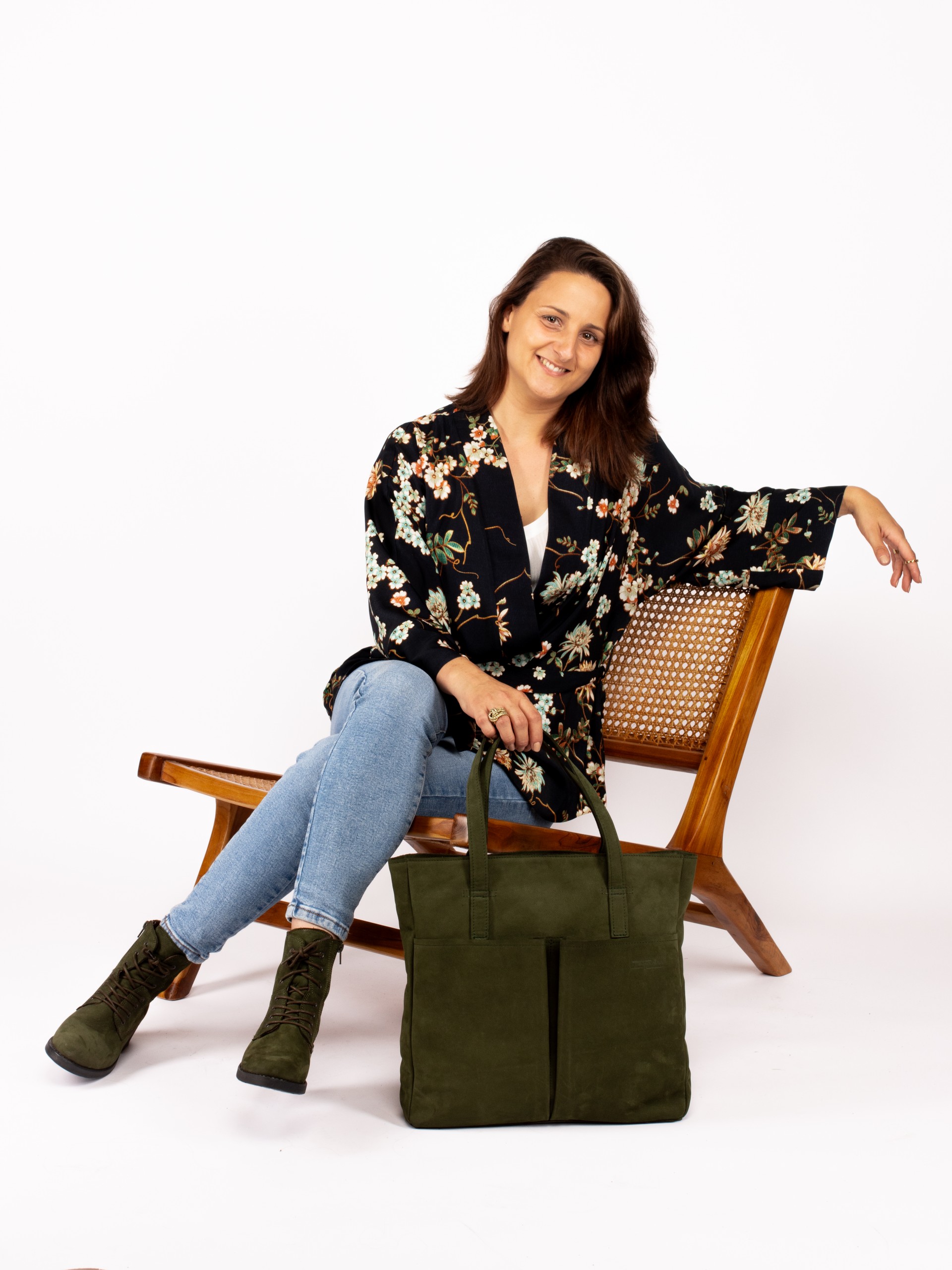 Nobuck Leather Shoulder Bag