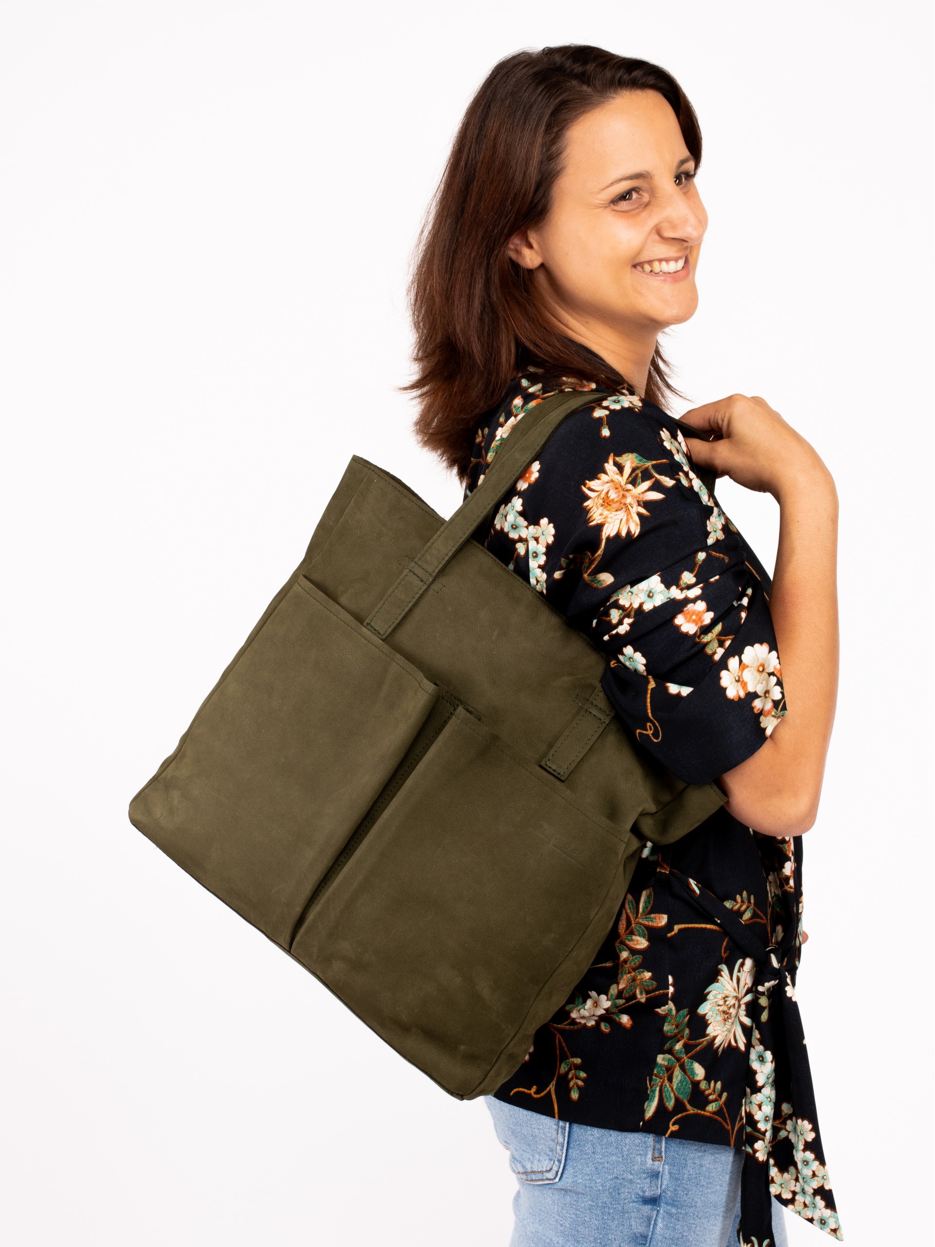 Nobuck Leather Shoulder Bag