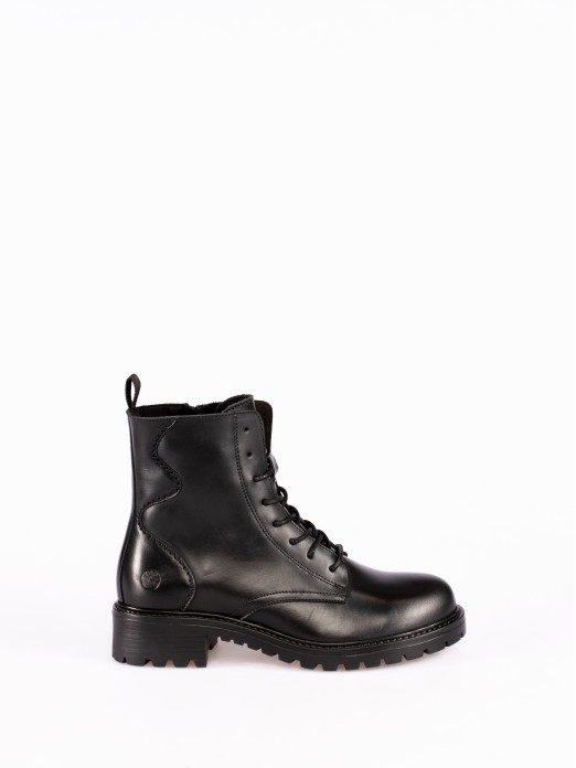 Leather Militar-Style Ankle Boots