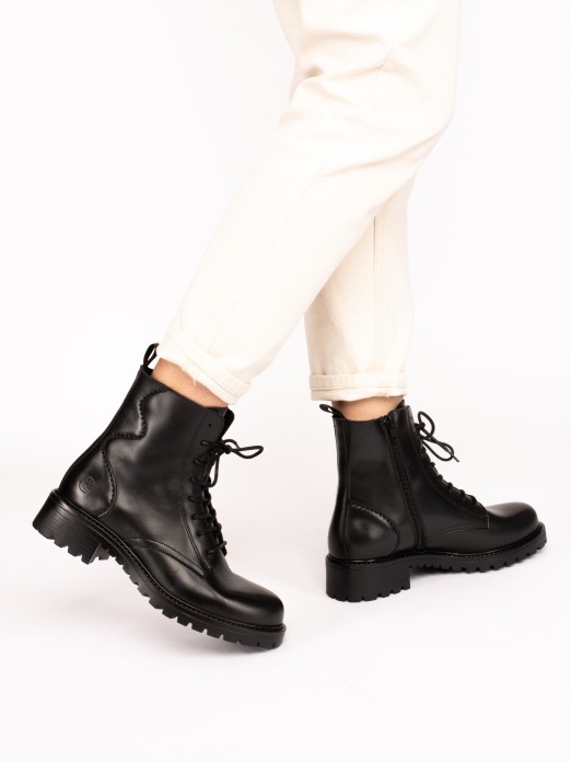 Leather Militar-Style Ankle Boots