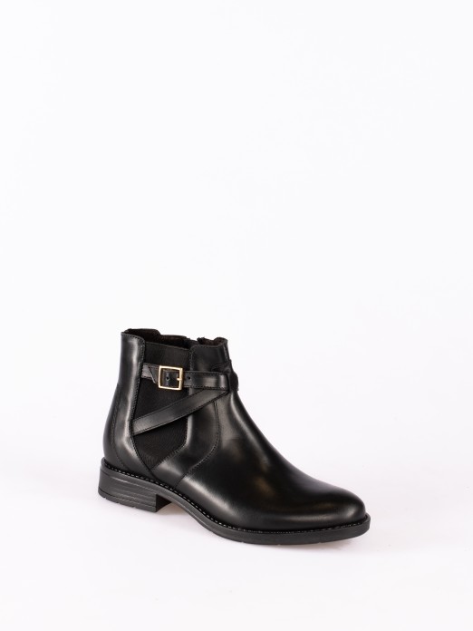 Elastic Leather Ankle Boots