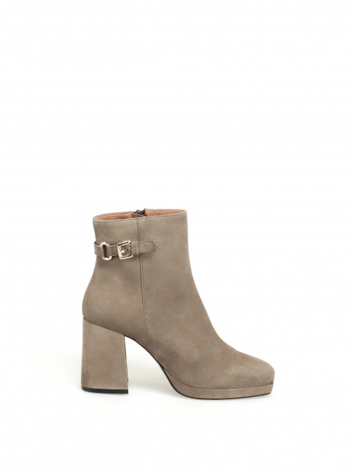 High Heel Ankle Boots with a Buckle Detail