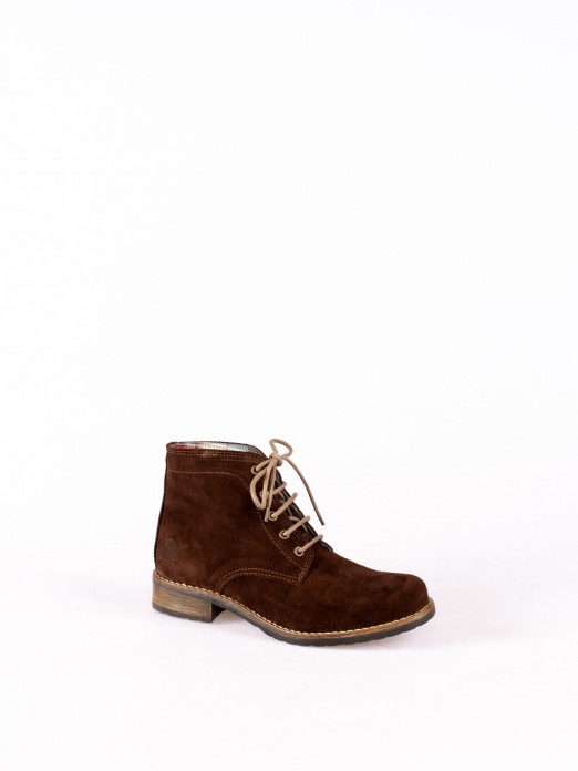Lace-up Ankle Boots with Fabric