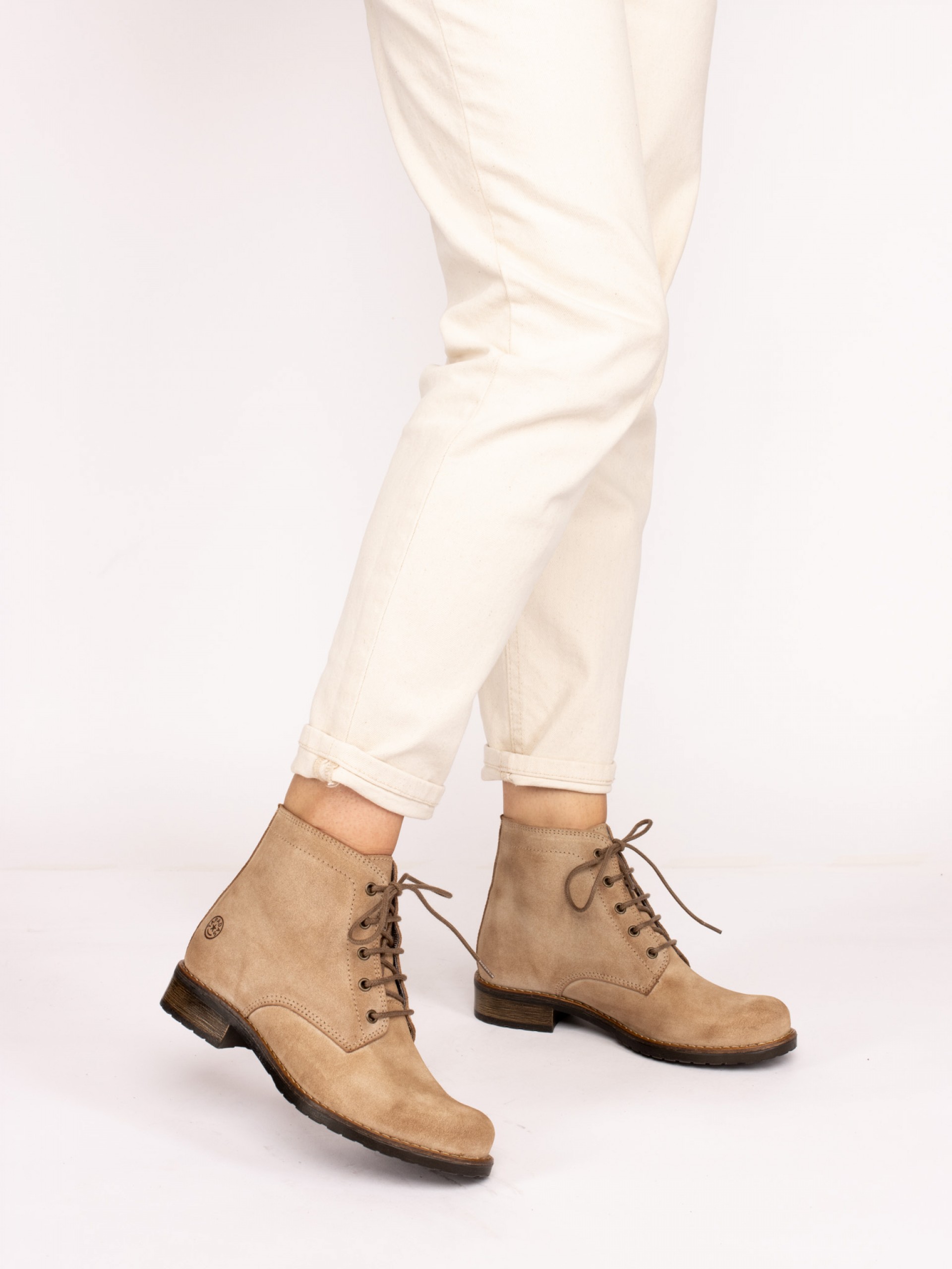 Suede Ankle Boots with Fabric