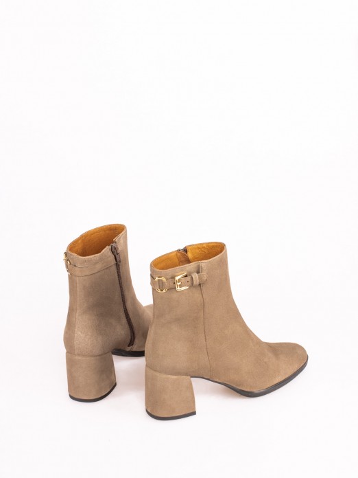 High Heel Ankle Boots with a Buckle Detail