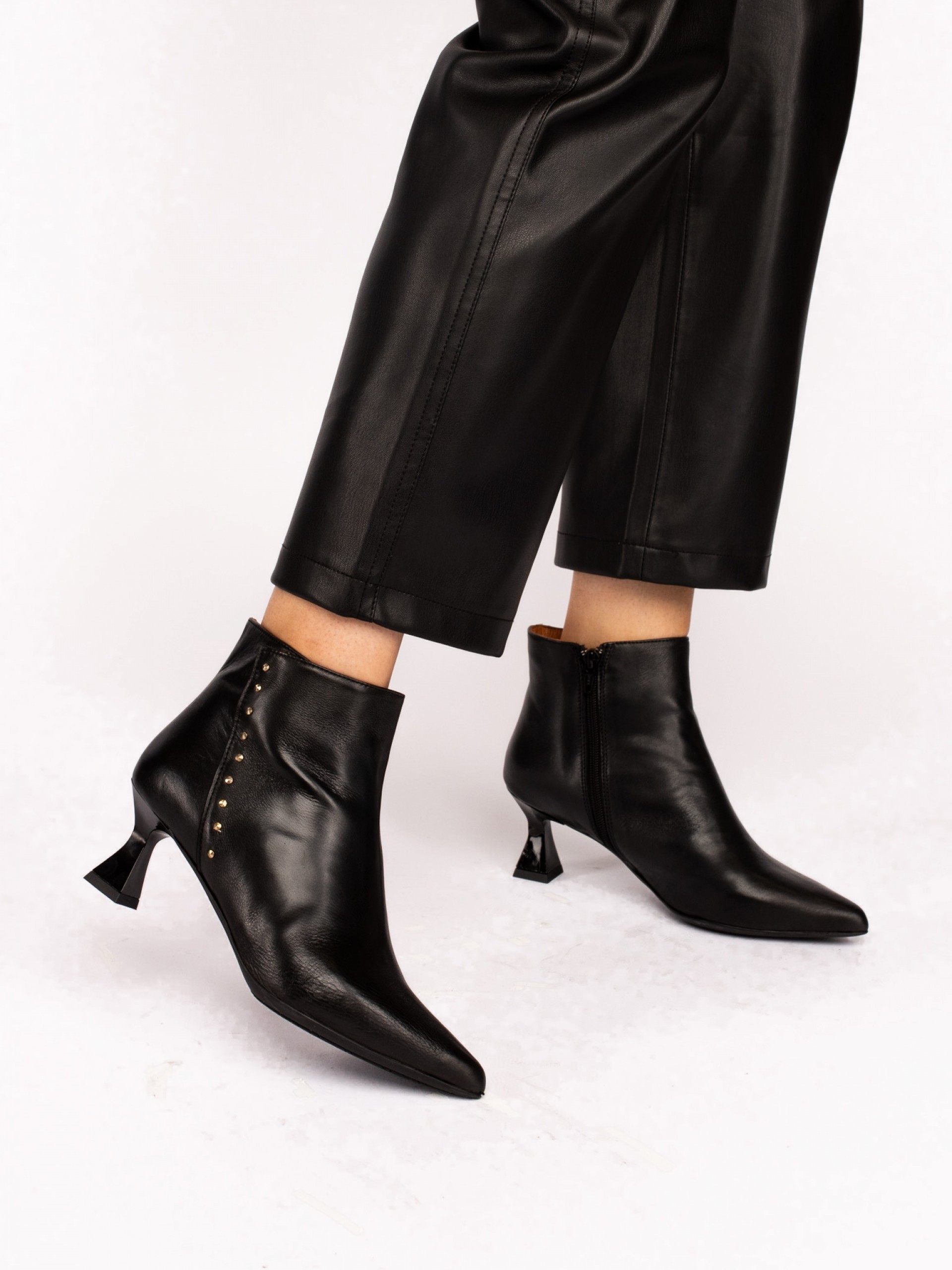 Leather High-heel Ankle Boots