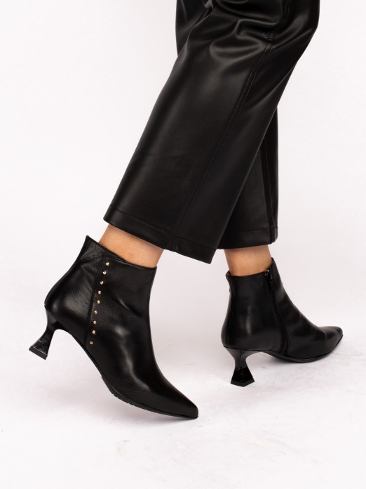 Leather High-heel Ankle Boots