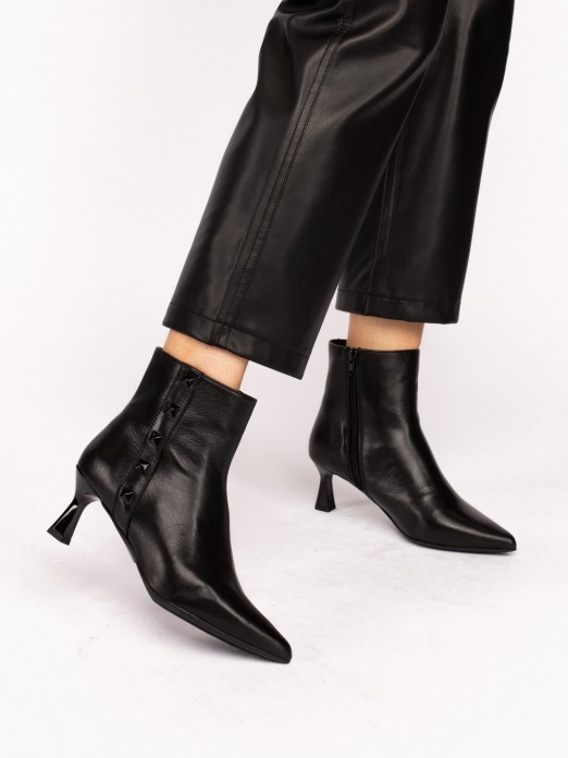 Leather Ankle Boots with Embellishments