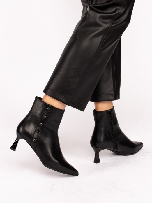 Leather Ankle Boots with Embellishments