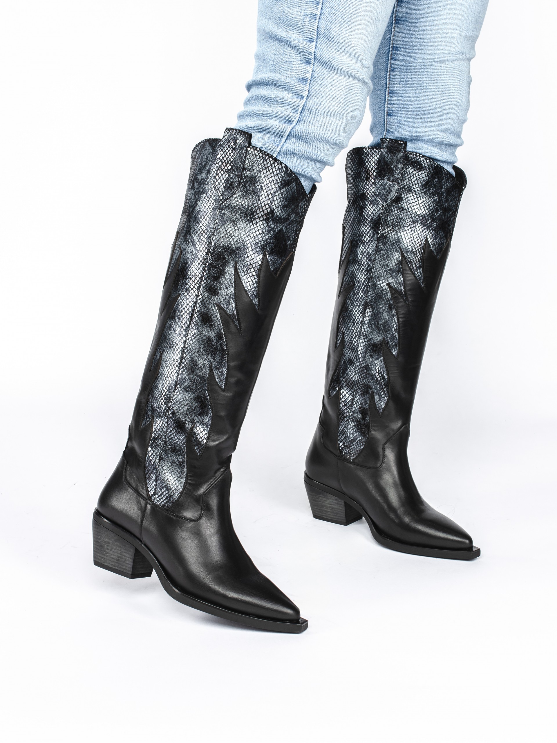 High Leather Western Boot