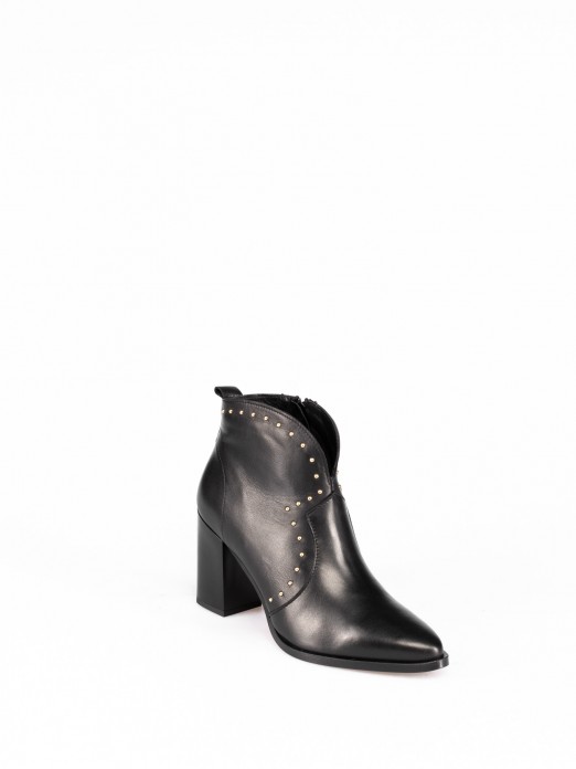 High Heel Leather Ankle Boot.