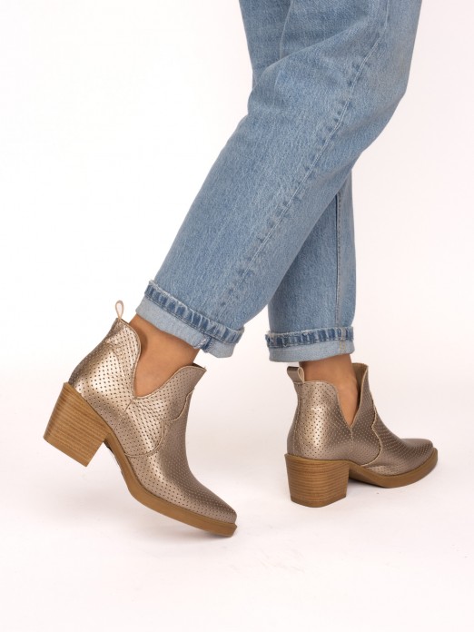 Classic Laminated Leather Ankle Boots