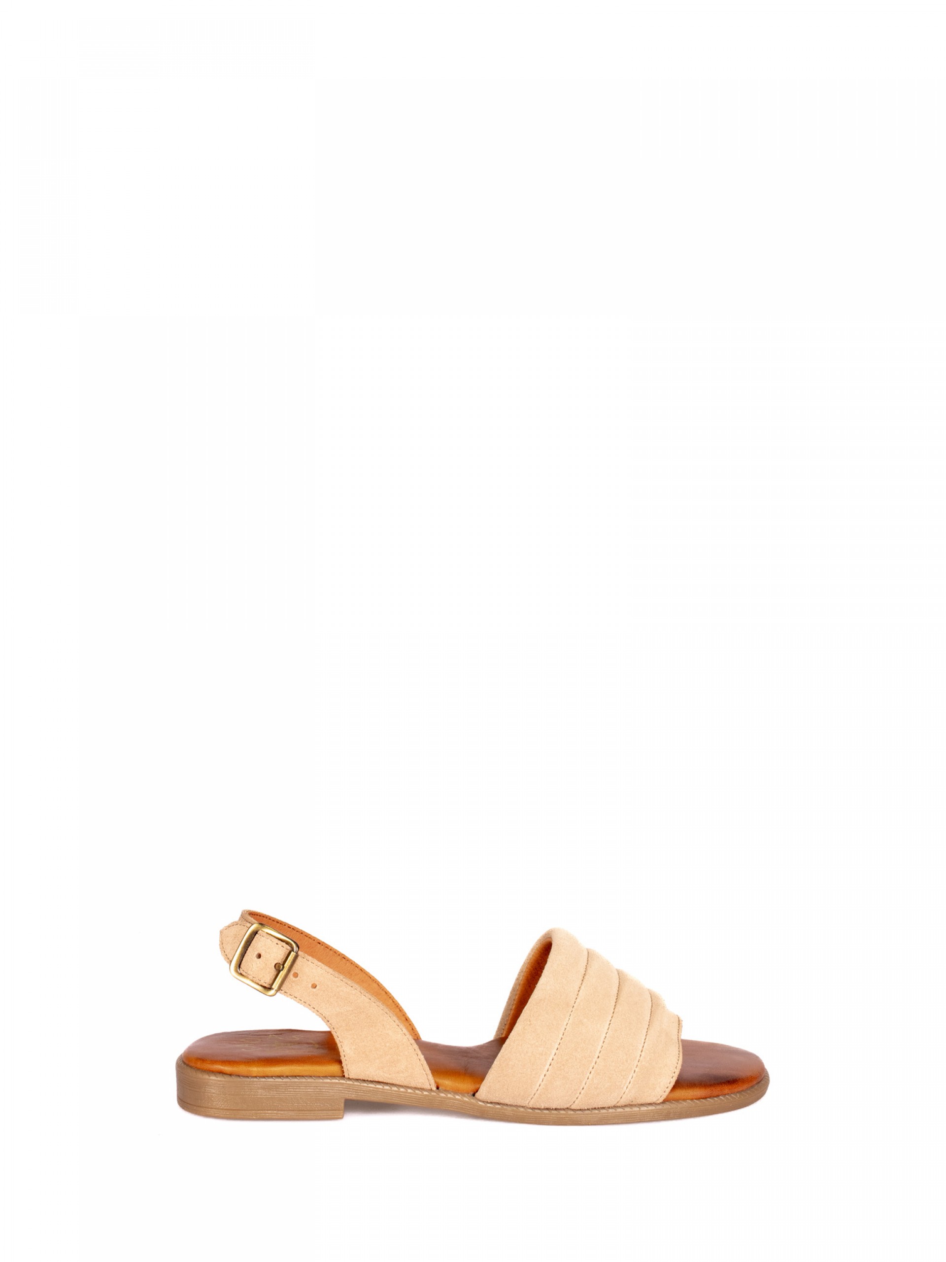 Flat Sandal in Suede with Cushioned Straps