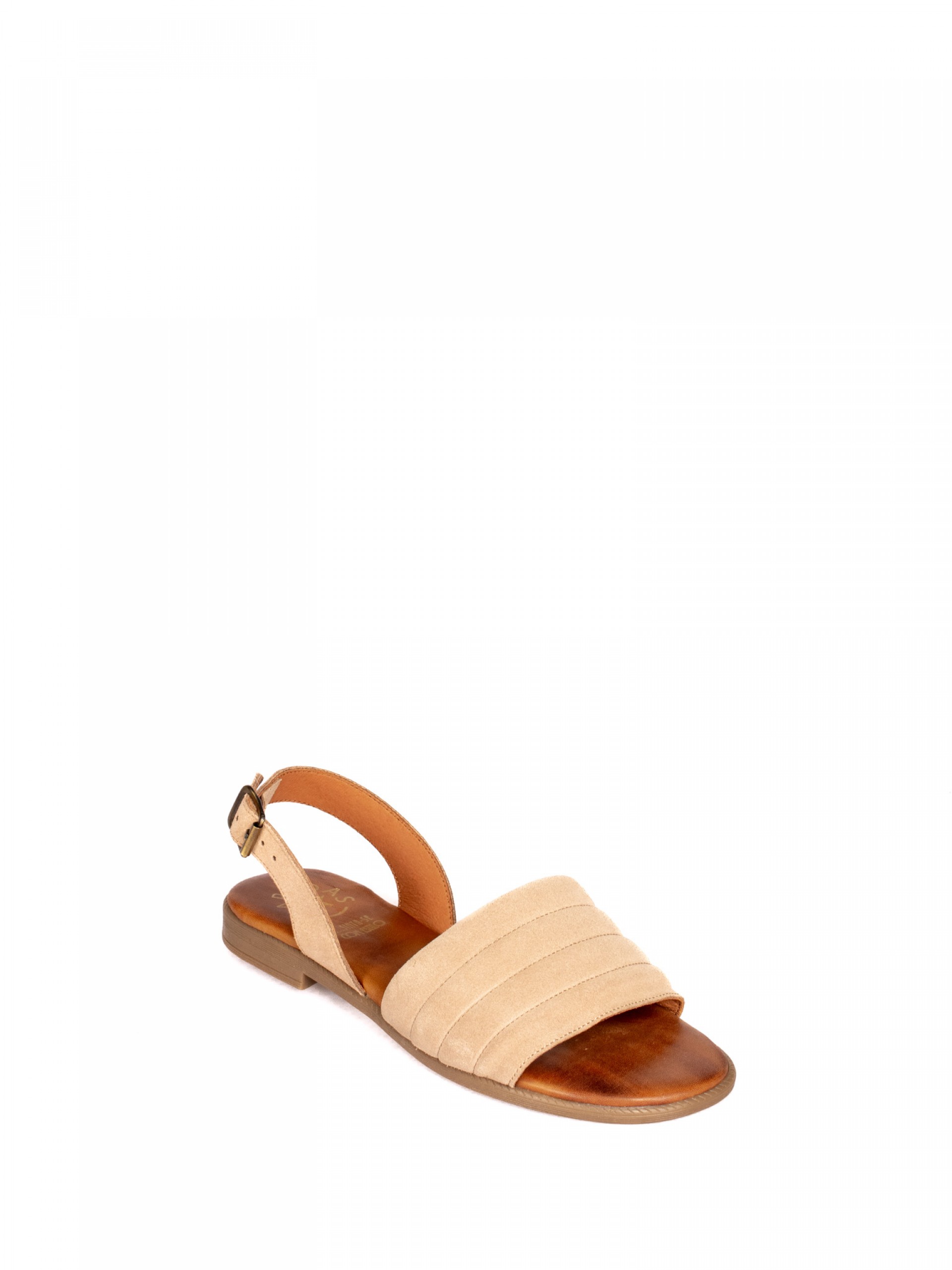 Flat Sandal in Suede with Cushioned Straps