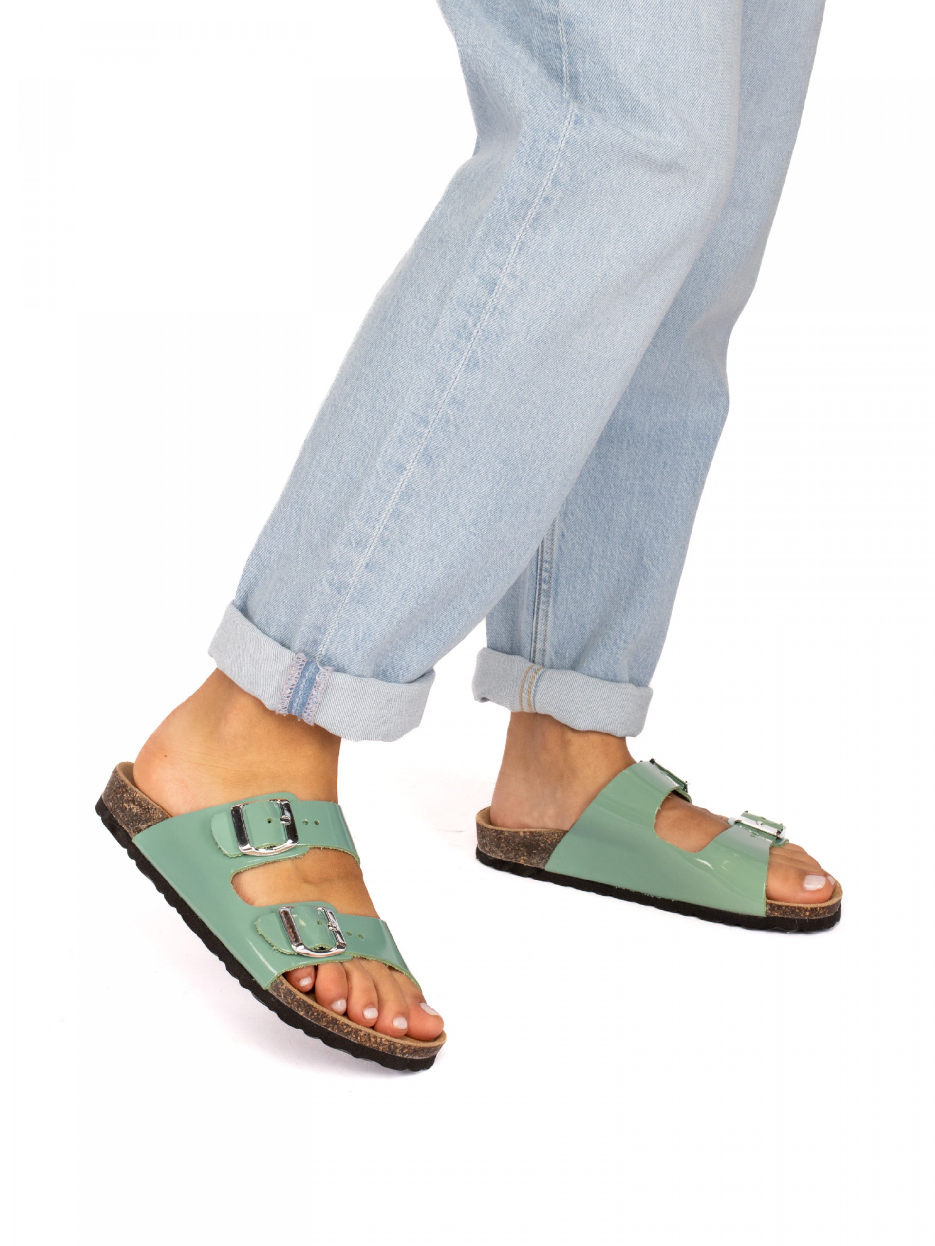 Two Straps Patent Leather Bio Slipper