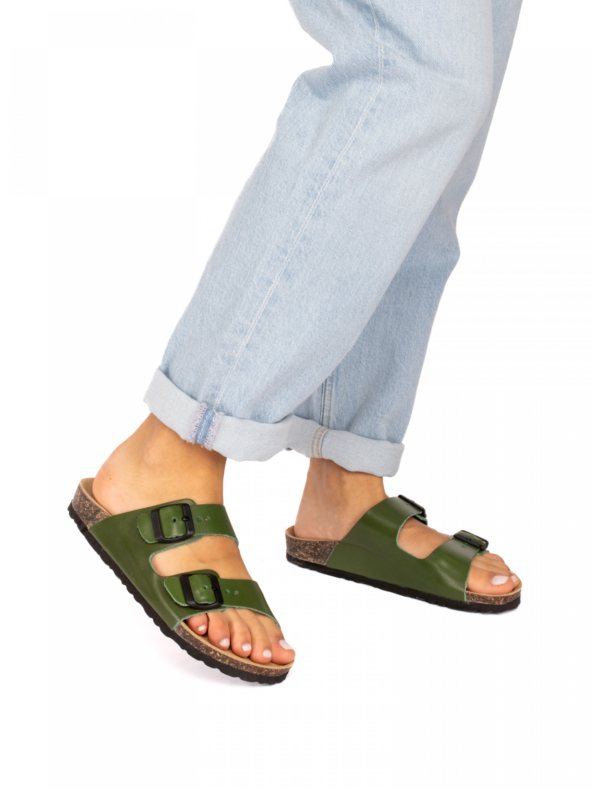 Two Straps Leather Bio Slipper