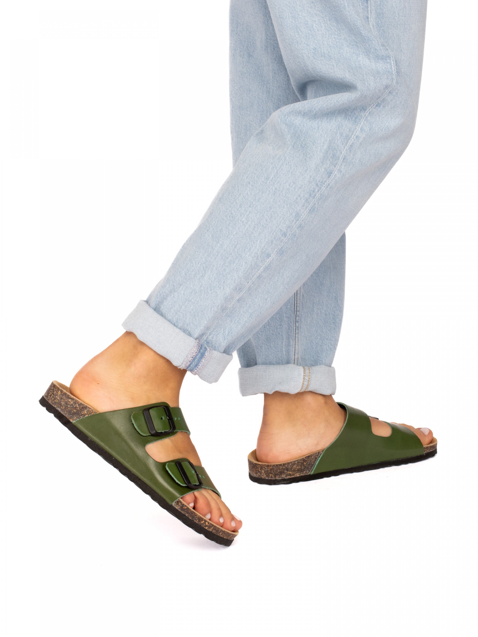 Two Straps Leather Bio Slipper