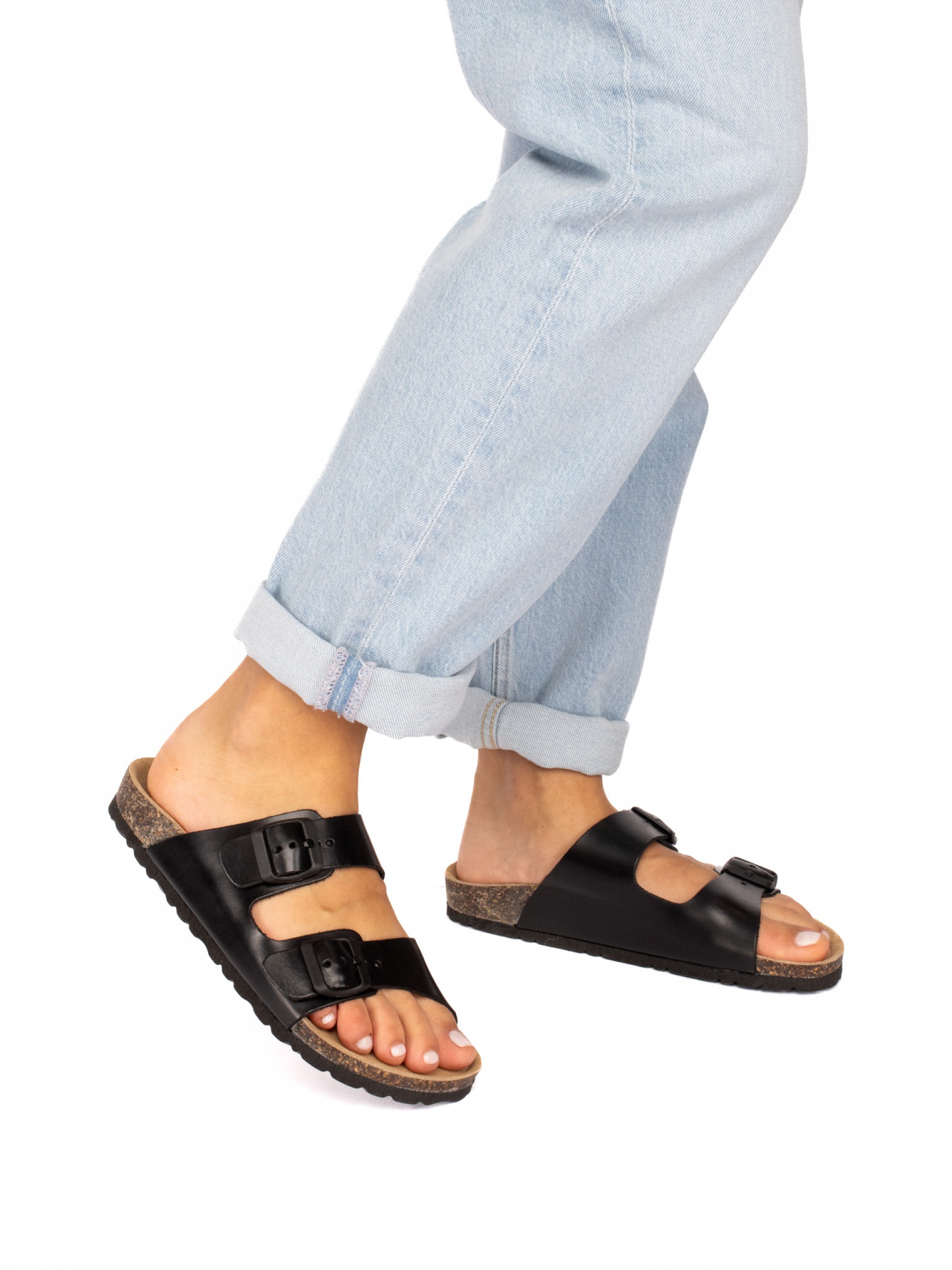 Two Straps Leather Bio Slipper