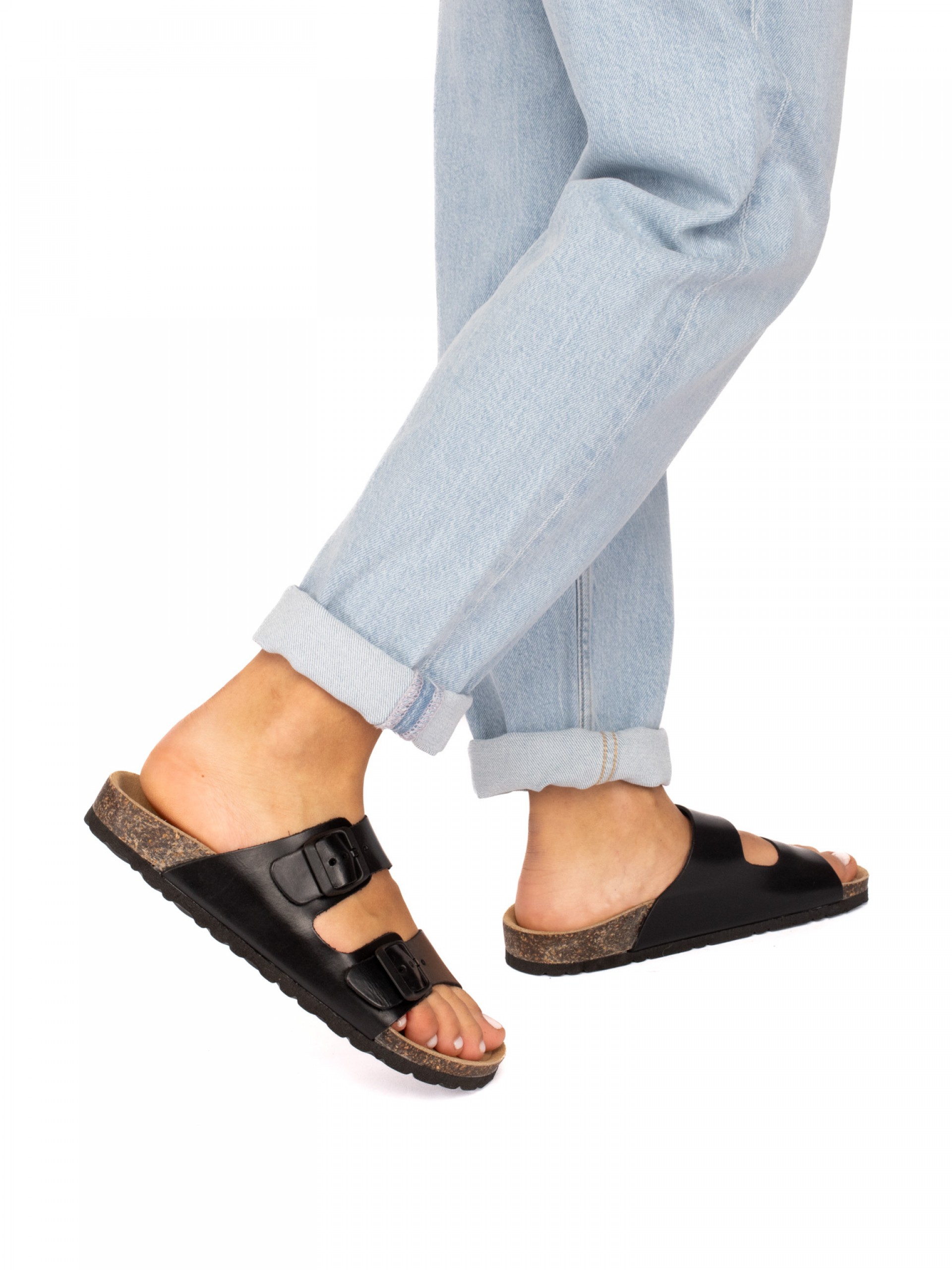 Two Straps Leather Bio Slipper