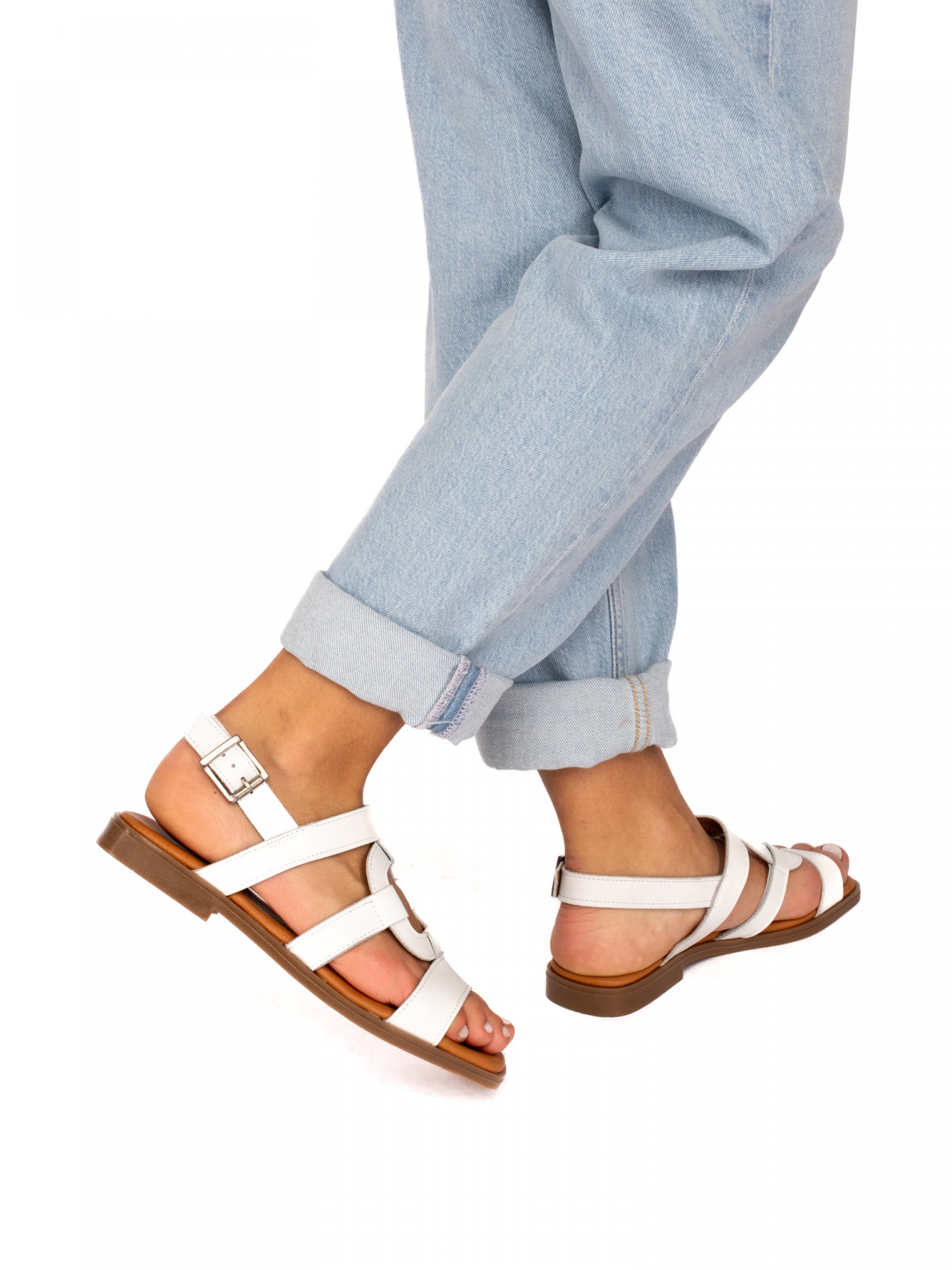 Sandália Rasa em Pele