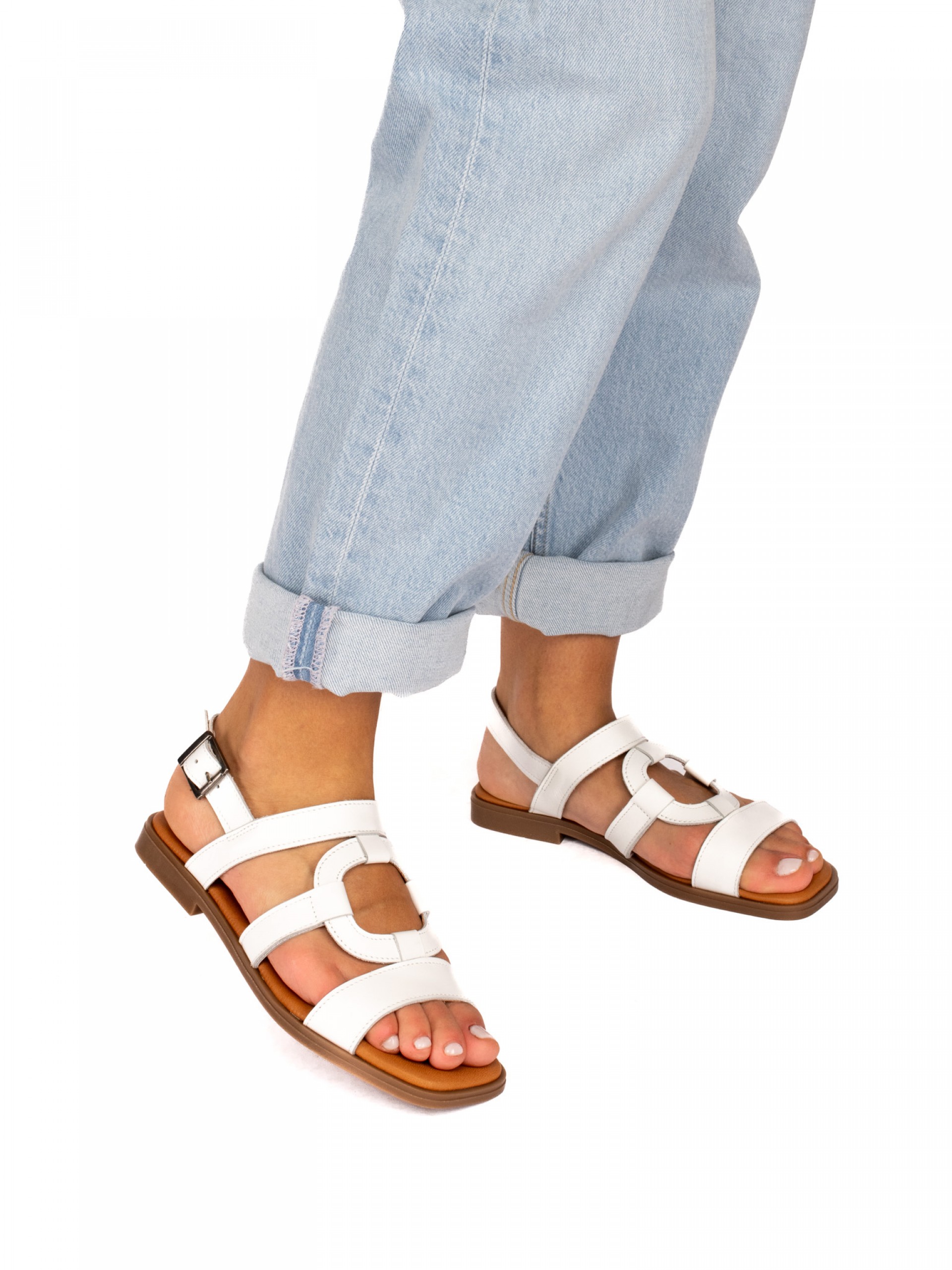 Sandália Rasa em Pele