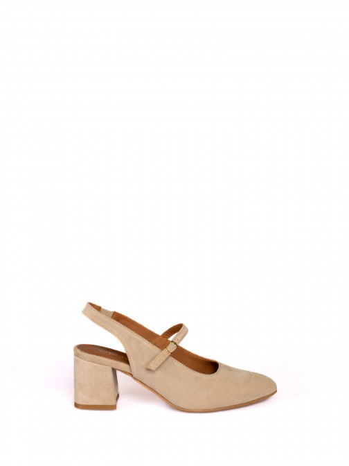 Mid-Heel Suede Shoe with Buckle