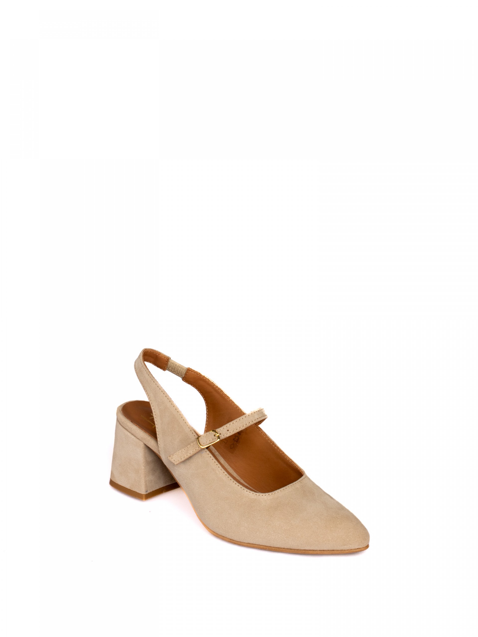 Mid-Heel Suede Shoe with Buckle