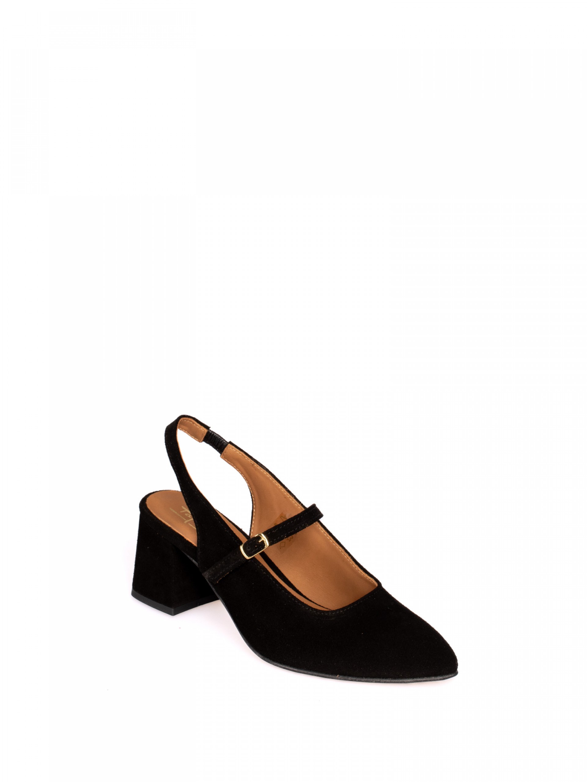 Mid-Heel Suede Shoe with Buckle