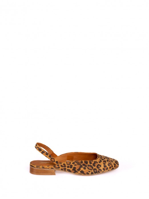 Flat Suede Shoe with Leopard Print Effect