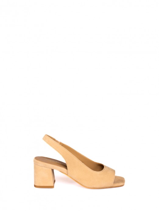 Mid-Heeled suede sandal