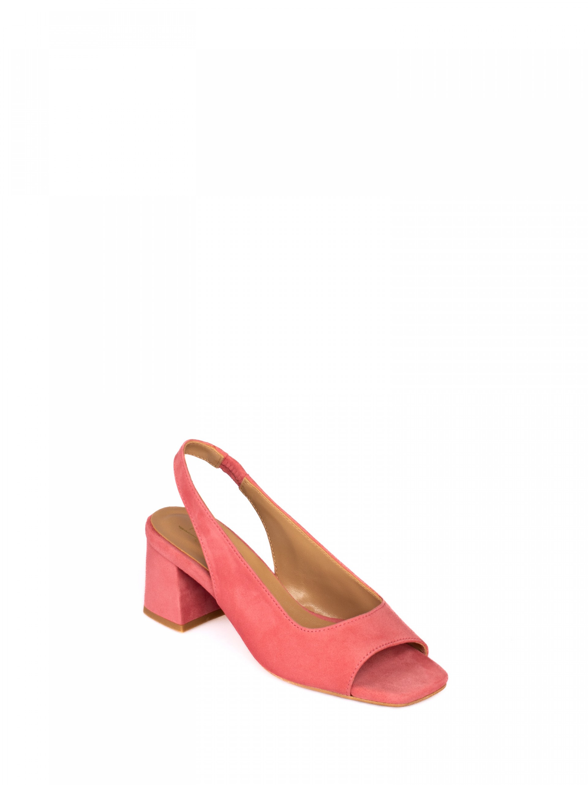 Sandália Salto Médio em Camurça