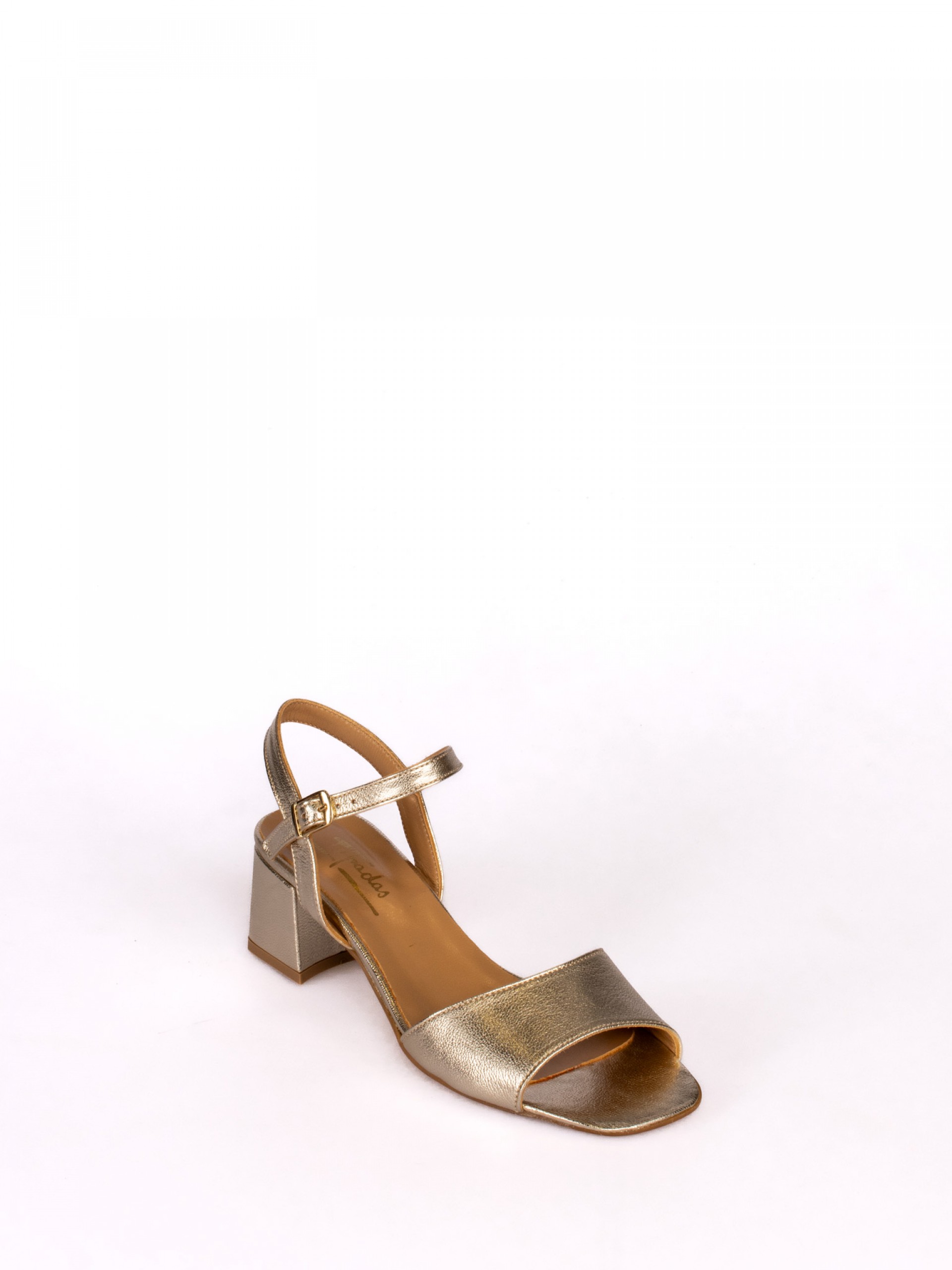 Sandália de Salto em Pele Laminada