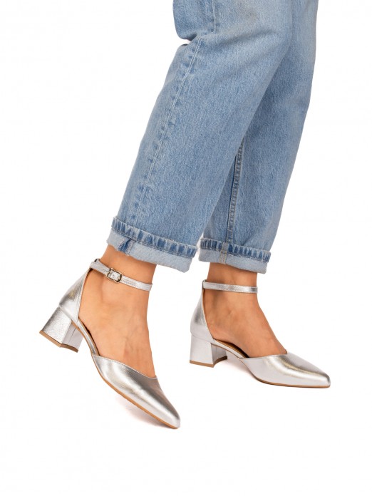 Laminated Leather High-Heeled Shoe