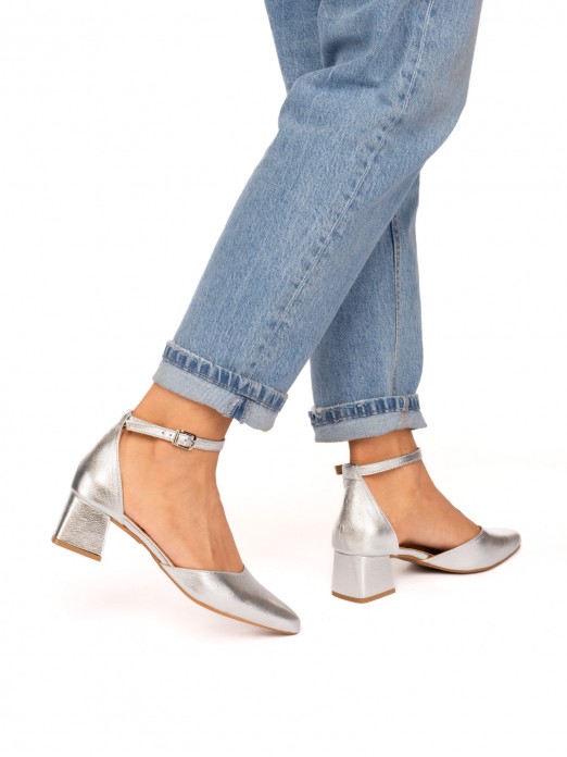 Laminated Leather High-Heeled Shoe