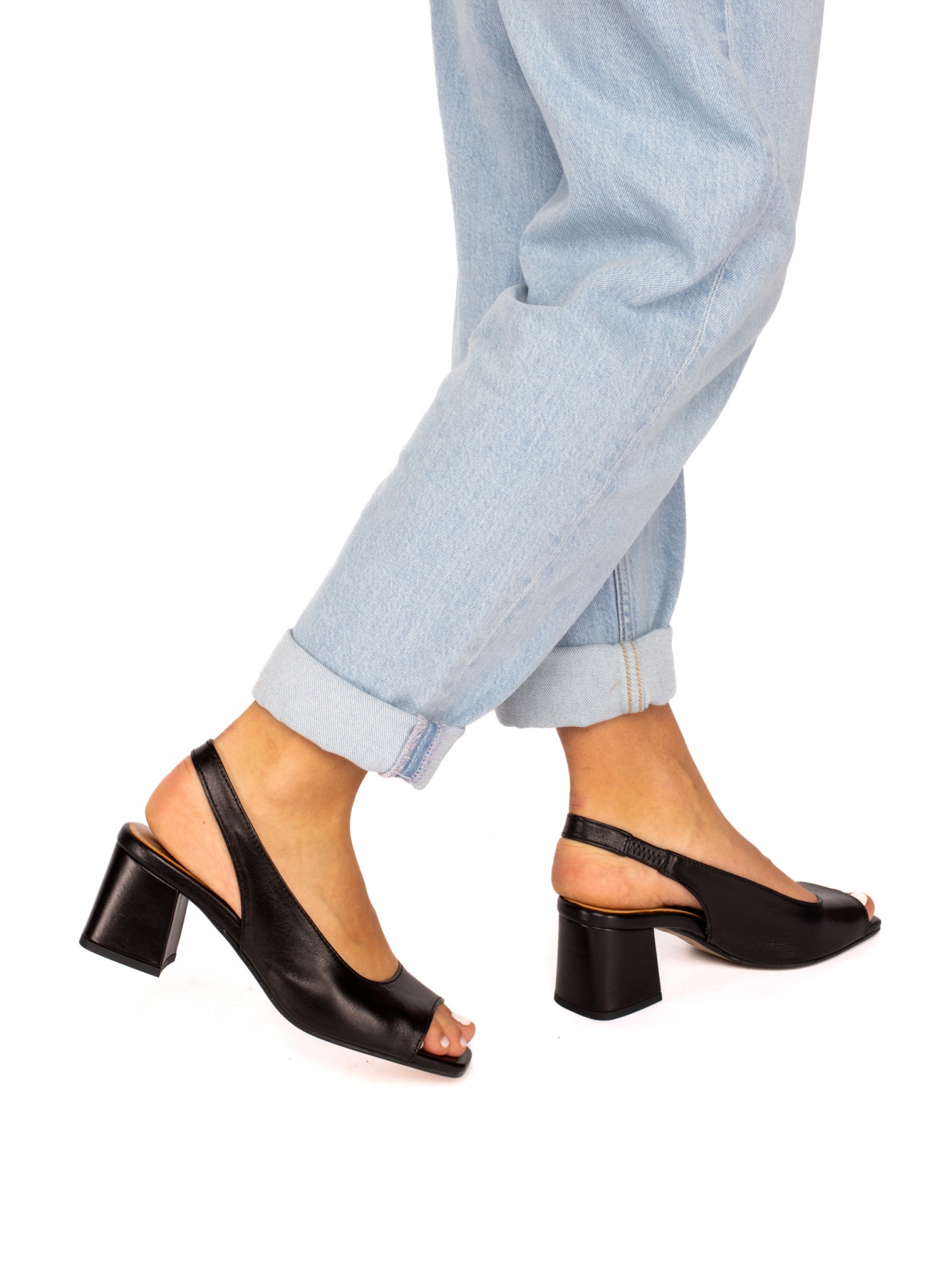 Mid-Heeled Leather sandal