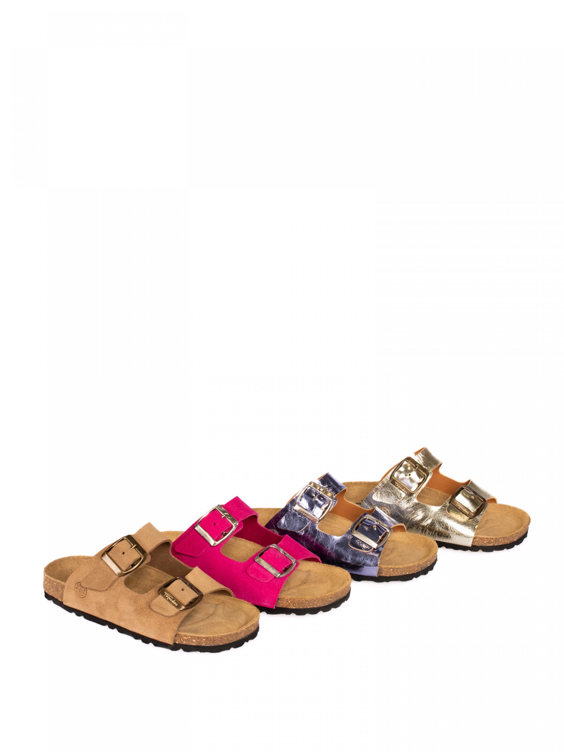 Two Straps Laminated Leather Bio Slipper