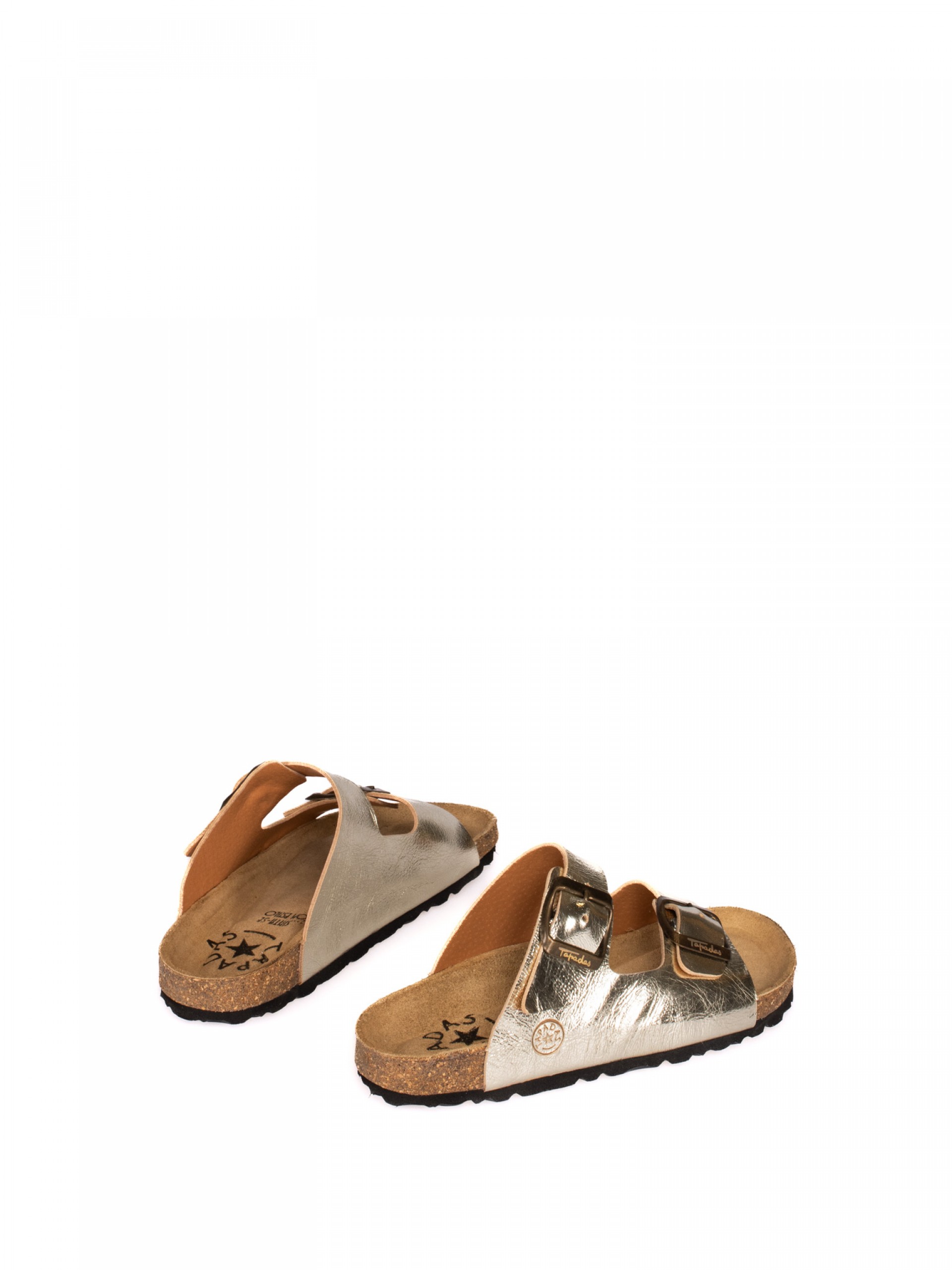 Two Straps Laminated Leather Bio Slipper