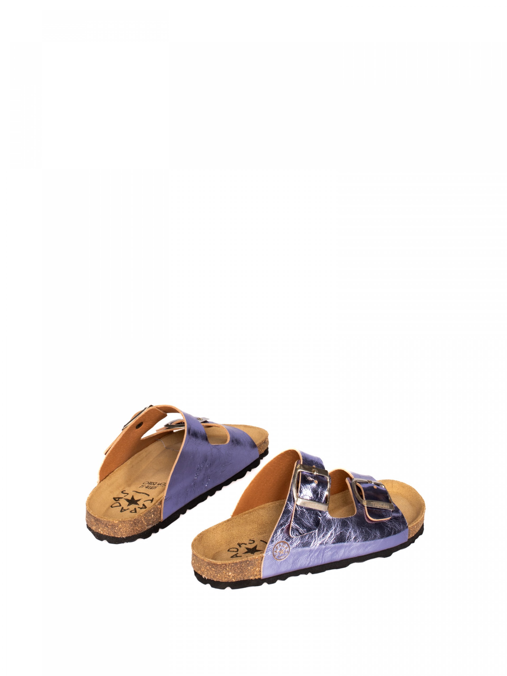 Two Straps Laminated Leather Bio Slipper