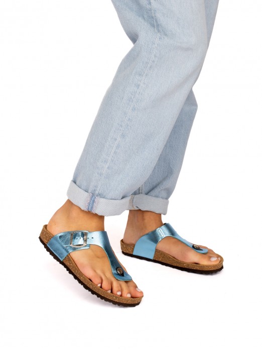 Laminated Leather Bio Sandal with Strap