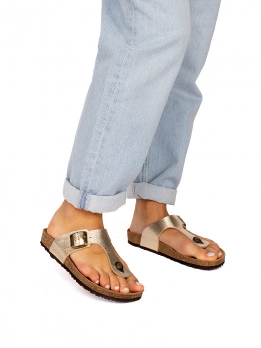 Laminated Leather Bio Sandal with Strap