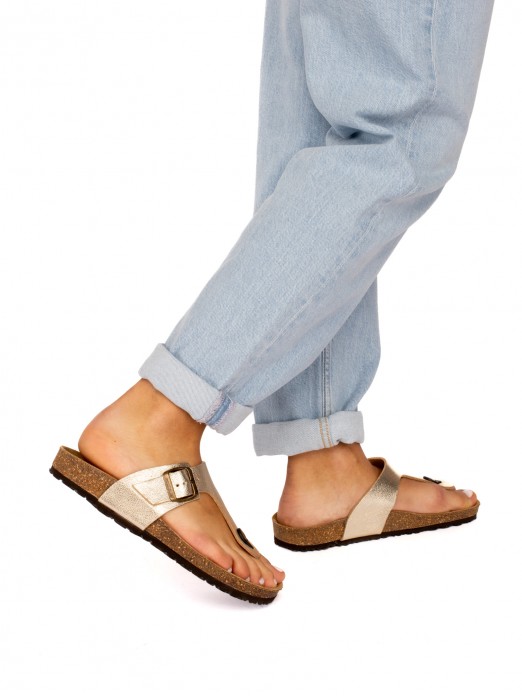 Laminated Leather Bio Sandal with Strap