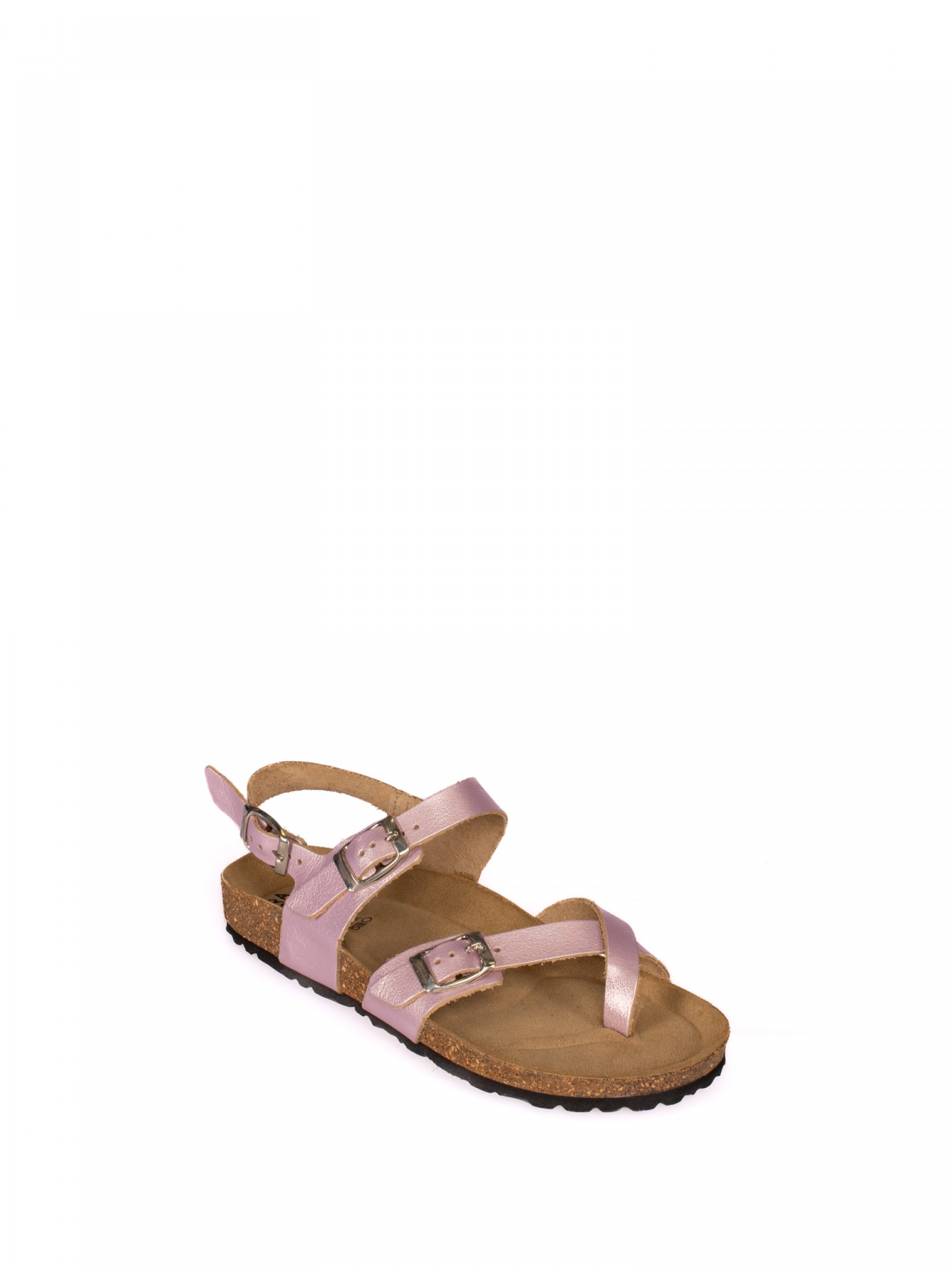 Sandália com Fivelas Pele Laminada