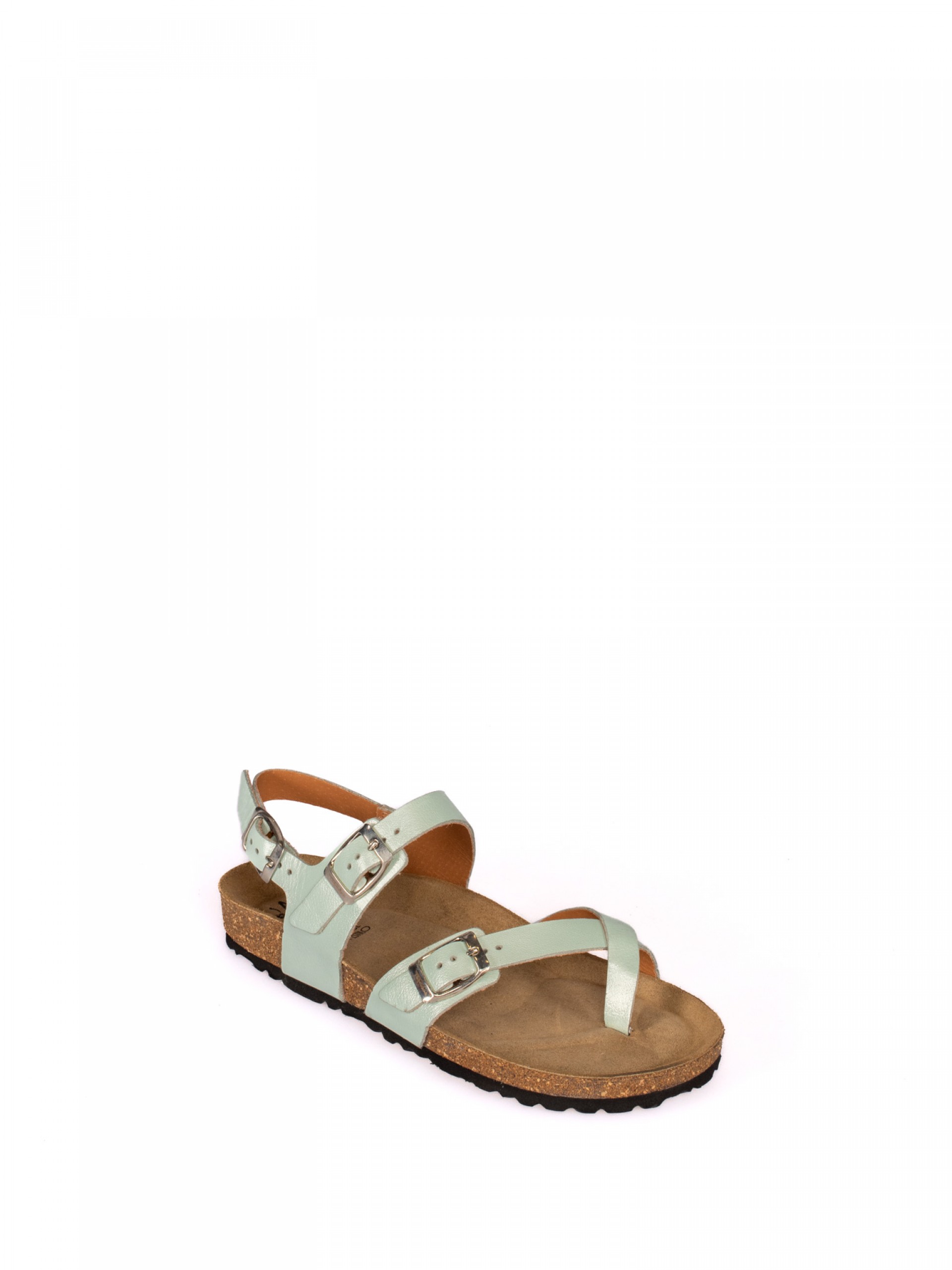 Sandália com Fivelas Pele Laminada