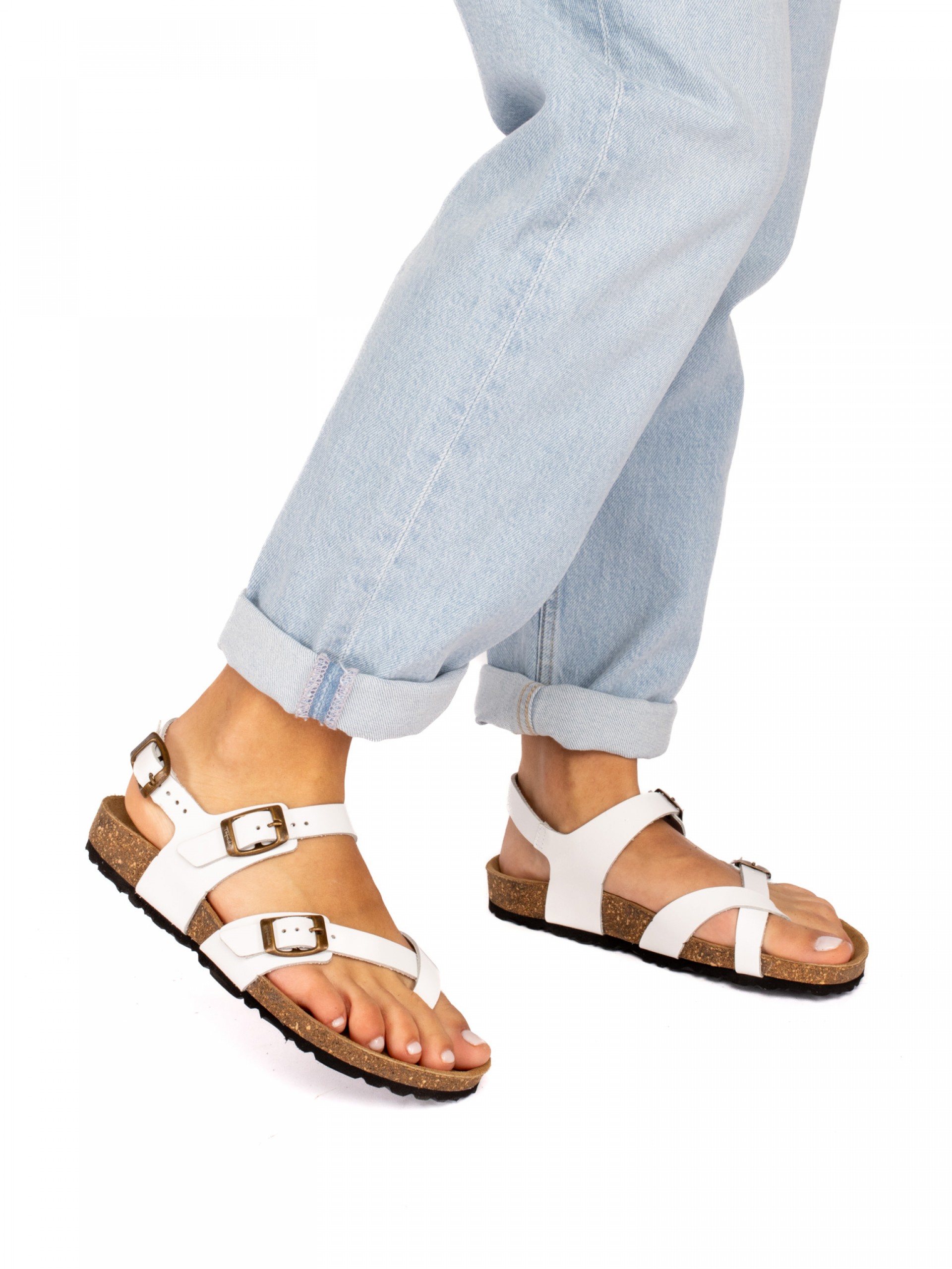 Sandália com Fivelas Pele