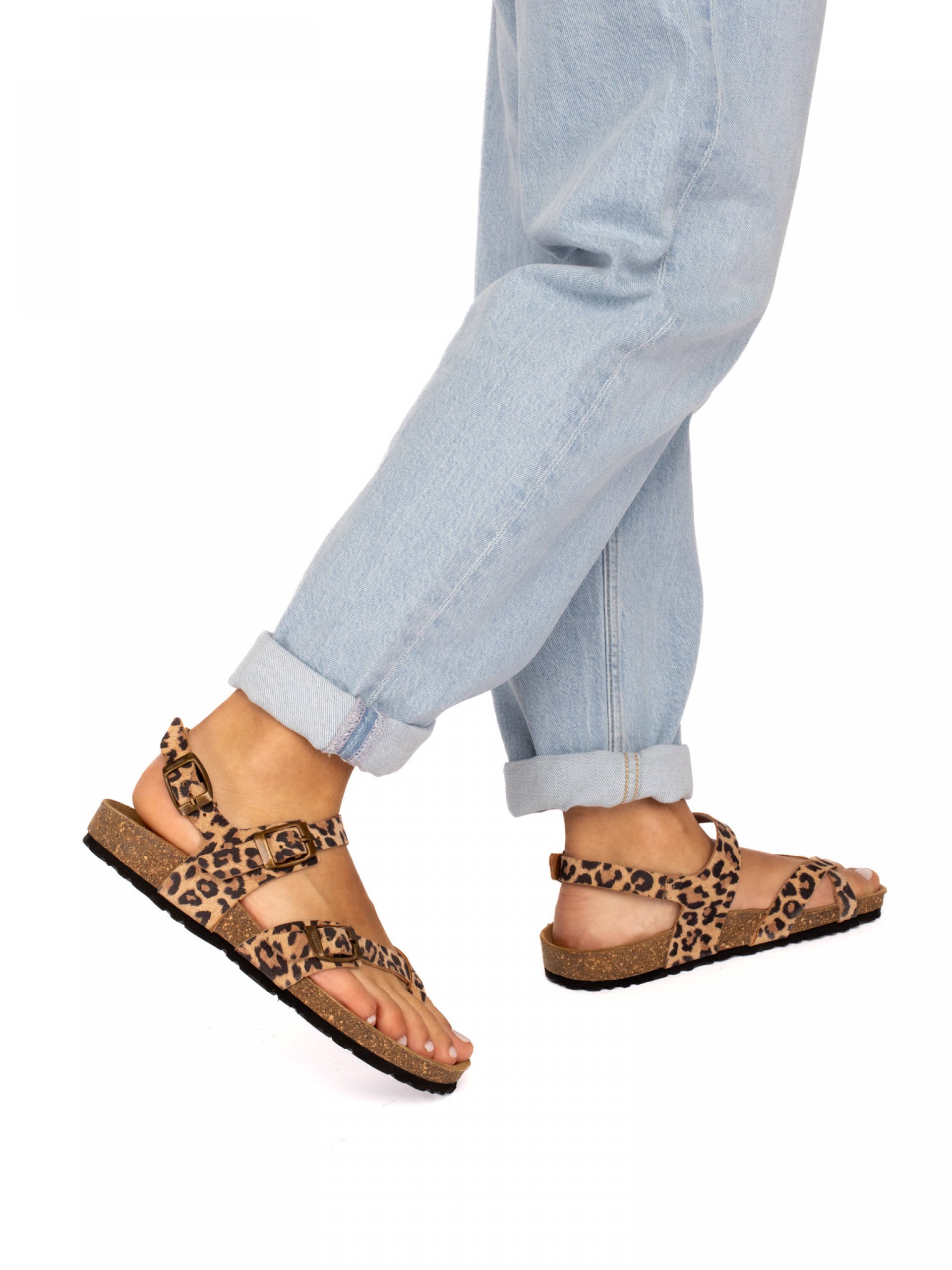 Sandália com Fivelas Animal Print