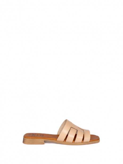 Leather Cross-Strap Sandals