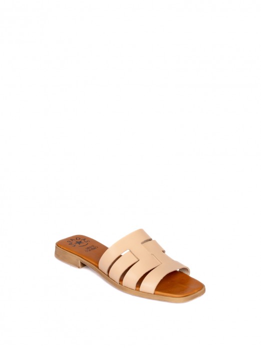 Leather Cross-Strap Sandals