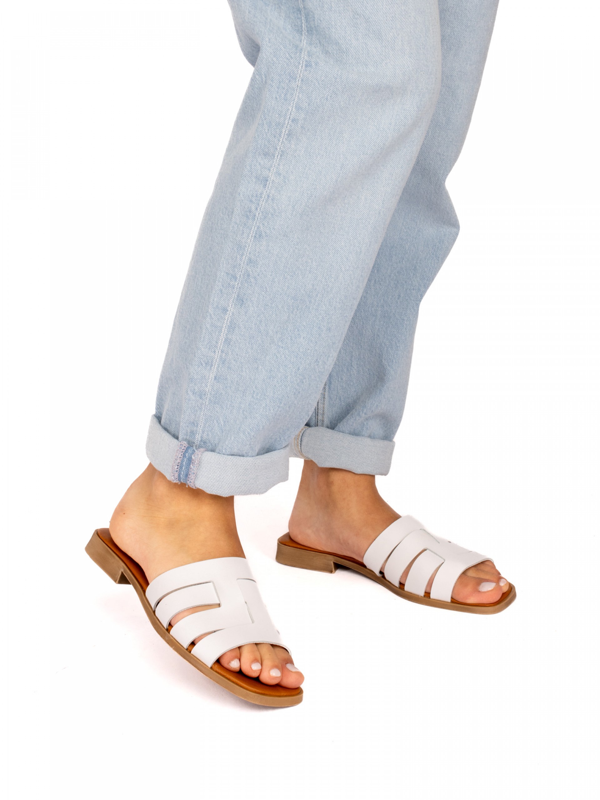 Leather Cross-Strap Sandals