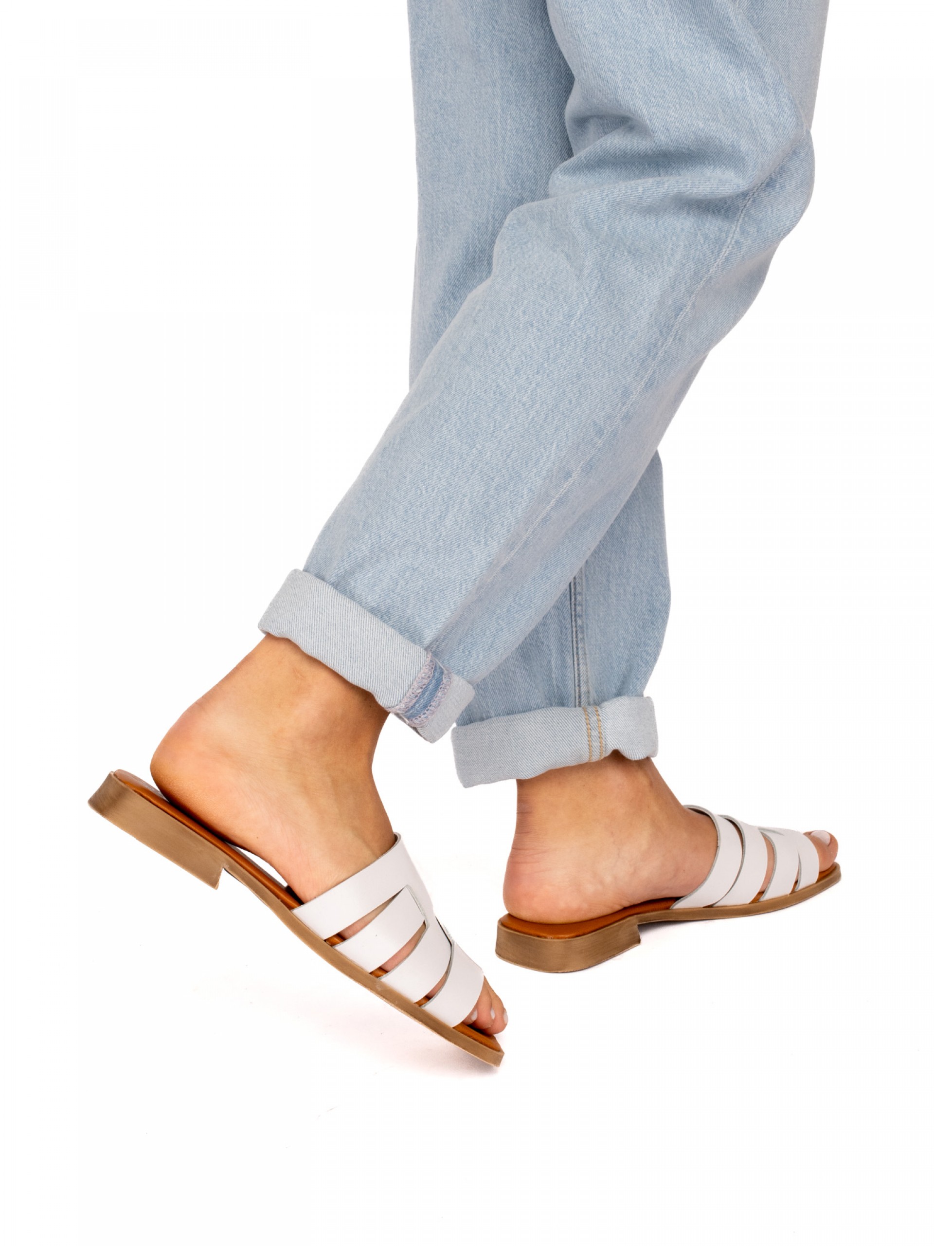 Leather Cross-Strap Sandals